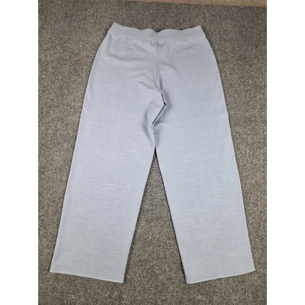 Eileen Fisher Stretch Silk Blend Tussah Straight Leg Pants Size Medium Blue - Picture 9 of 9